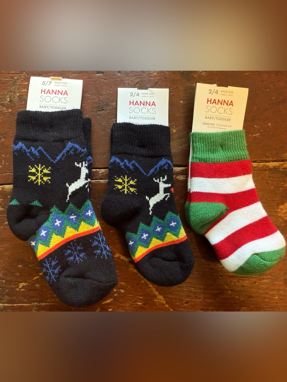 Hanna Anderson Holiday Reindeer Socks with Multicolor Fair Isle Accents